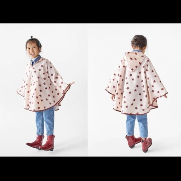 SOLD Zara Girls Peach and Rust Lightweight Poncho Size Med - Picture 1 of 4